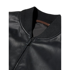 Chaqueta de Cuero Genuino para Hombre, Venta al Por Mayor de Fábrica, Cuello Mao, Cierre de Cremallera, Impermeable, Transpirable, Ecológica, para Invierno - Product Image 2