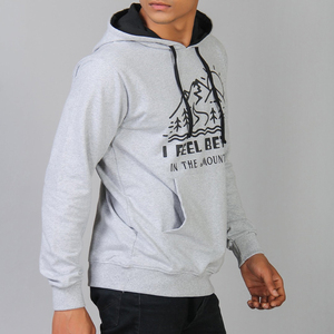 Sweat-shirt à capuche gris pour homme avec imprimé montagne, en coton, décontracté, coupe classique, pour l'automne - Product Image 6