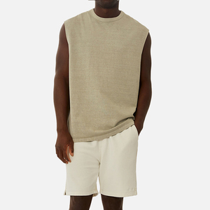 Débardeur homme personnalisé avec logo imprimé, pour la gym, le fitness, le streetwear, sans manches, 100% coton côtelé. - Product Image 2