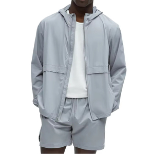 <b>Mens</b> Lightweight Hooded <b>Jacket</b> Shorts Set With Anti-uv Protection Spandex/nylon Fabric Winter Sporty Activewear 2-in-1 Design - Product Image 1