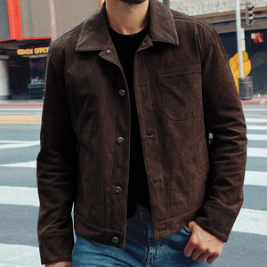 Hot Selling Autumn Winter <b>Mens</b> Slim Fit Suede <b>Leather</b> <b>Jackets</b> Customized Design Classic Real <b>Leather</b> <b>Jackets</b> - Product Image 4