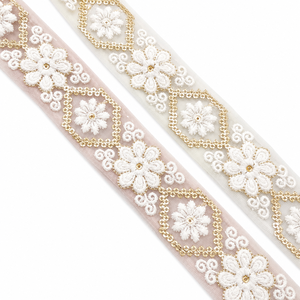 Ribete de Encaje Floral Premium Bordado, Borde Decorativo de Encaje para Vestidos, Saris, Ropa de Novia, Costura, Manualidades, Venta al por Mayor - Product Image 1