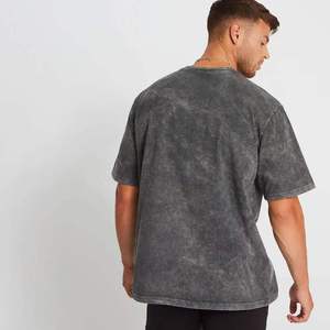 T-shirt vintage épais 100 % coton à épaules tombantes, coupe oversize, délavé à l'acide, noir, longueur longue, en coton léger tricoté, grandes tailles - Product Image 4