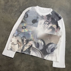 เสื้อยืดแขนยาวคอกลมทรงพื้นฐานสำหรับผู้ชาย ผ้าวาฟเฟิล ลายกราฟิกวินเทจ ซักแบบพิเศษ พิมพ์ลายตามสั่งแบบ OEM ยี่ห้อ Flexure - Product Image 1