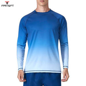 T-shirt de compression à manches longues pour hommes, respirant, anti-UV, séchage rapide, en polyester et nylon, pour la gym, l'entraînement et le surf (Rash Guard) - Product Image 1