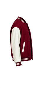 Veste universitaire personnalisée en laine avec manches blanches, style hiver, unisexe, col montant, logo frontal, imperméable et respirante - Product Image 4