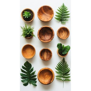 Bol décoratif artisanal en teck avec boule de mousse - Vente en gros Moradabad - Product Image 4