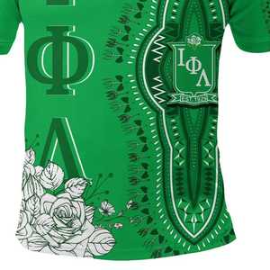 Camisa Polo Personalizada Iota Phi Lambda, Estilo Dashiki Verde Esmeralda, Estampado, Manga Corta, Cuello con Botones, Ropa Casual - Product Image 5