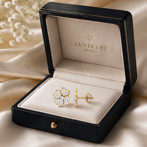 Floral Diamond Cluster <b>Stud</b> <b>Earrings</b> | Flower Shape Gold <b>Earrings</b> with Round Cut Diamonds | Elegant Fine Jewelry Gift for Women - Product Image 4