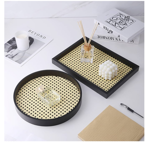 Plateau rond plat en rotin tressé à la main, écologique et rétro, 3 pièces de couleurs différentes pour servir thé et fruits, à prix avantageux - Product Image 6