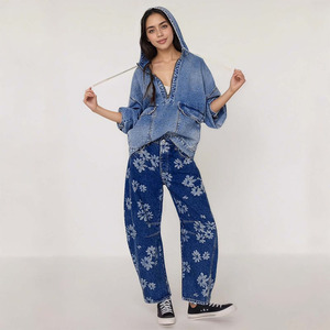 Sudadera con Capucha de Mezclilla Azul para Mujer, de la Mejor Calidad, Informal, Transpirable, Ecológica, de Invierno, con Media Cremallera, Manga Larga y Dos Bolsillos Delanteros Grandes - Product Image 4