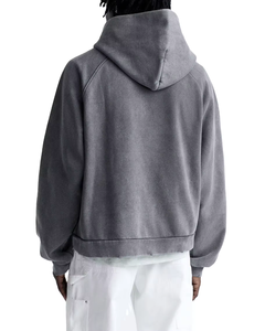 Sudadera con Capucha para Hombre, Corte Regular, Color Gris, Manga Larga, Color Sólido, Felpa, Informal, para Otoño, con Bolsillos, 100% Algodón Tejido - Product Image 4