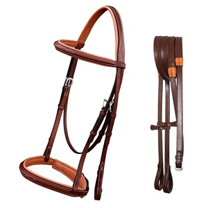 Riendas de brida para saltar caballos de cuero italiano de moda, equipo deportivo indio alto para carreras cómodas para cazador ecuestre - Product Image 3