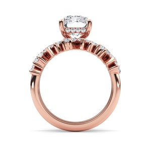 Anillo de compromiso Intricate Harmony con diamantes cultivados en laboratorio de oro rosa de 10K, corte marquesa, pera y radiante, 3.99 ctw, diseño premium. - Product Image 2