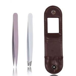 Juego de Pinzas para Pestañas Morje de Acero Inoxidable Quirúrgico de Precisión, Puntas Suaves con Estuche de Cuero para Uso Estético - Product Image 5