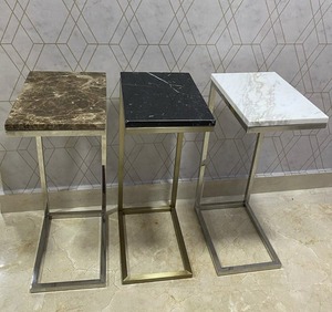 Table basse en métal décorative de style industriel moderne avec plateau et design à trois pieds, contemporaine, non pliable, pour le mobilier de salon - Product Image 5