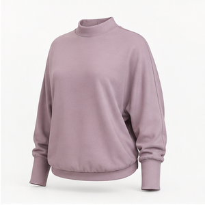 Sudadera de cuello alto cómoda para mujer, suéter de cuello alto para invierno, atuendos informales, sudadera de cuello alto de ajuste relajado - Product Image 1