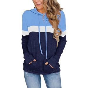 Sudadera con Capucha de Talla Grande para Mujer, Bloques de Color, 95% Poliéster 5% Elastano, Patrón Geométrico, Ligera Elasticidad, Tejido de Punto - Product Image 2