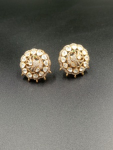 Amaira Jewels Gold Plated <b>Silver</b> <b>Stud</b> <b>Earrings</b> Triangular Shape Women's Wedding Classic Luxury Everyday Wear - Product Image 1