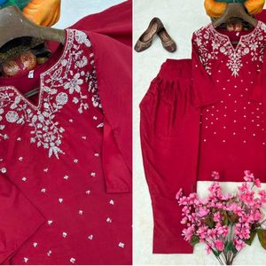 Premium French Crepe Kurti Set with Embroidery Beads <b>Sequins</b> Work Stylish <b>Pant</b> and Dupatta for Women Festive Wear - Product Image 4