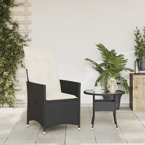 Silla de Jardín Reclinable de Ratán Negro con Cojín, Muebles de Exterior Contemporáneos - Product Image 5