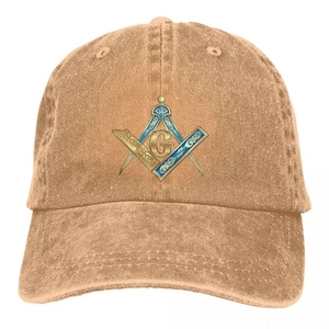 หมวกเบสบอล Master Mason Blue Lodge แบบ 5 แผง สไตล์สปอร์ต ผลิตตามสั่ง OEM พร้อมลายสี่เหลี่ยมจัตุรัสสีน้ำเงินทอง - Product Image 4