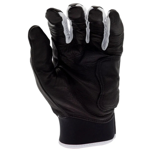 Pro Black White Baseball Batting Gloves | Genuine Cowskin Leather Heavy Hitter Protective Custom Team Batting Gloves - Product Image 5