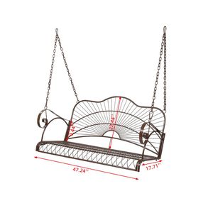 Dondolo da Giardino in Ferro con Braccioli, Sedia da Esterno per Patio con Catene di Montaggio - Product Image 2
