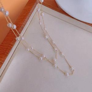 Collier haut de gamme en argent S925 plaqué or, longue chaîne de pull, perle d'eau douce naturelle, perle de qualité supérieure, sans défaut, effet ciel étoilé - Product Image 3