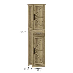 Armadio in stile rustico da 170 cm in lino grigio con cassetto, mobiletto da bagno e ripiani regolabili con ante scorrevoli effetto fienile - Product Image 3