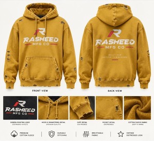 Sudadera con capucha para hombre, estilo desgastado, oversize, de forro polar de algodón, con efecto salpicado de pintura, lisa, estilo urbano, personalizada, al por mayor - Product Image 1