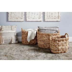 Lot de 3 paniers en jacinthe d'eau – Organiseur de rangement domestique et panier de pique-nique – Prix de gros pour la maison et le jardin - Product Image 3