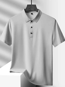 Polo à manches courtes pour homme, couleur unie, anti-plis, respirant, col tissé, pull décontracté, vêtements de travail - Product Image 2