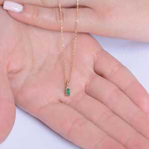 สร้อยคอหยกโคลอมเบีย 925 ชุบทองคำขาว 14K พร้อมจี้แท้รับรองคุณภาพ ของขวัญเครื่องประดับประจำเดือนเกิด - Product Image 4