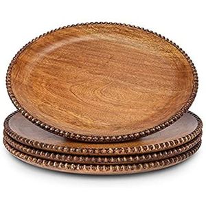 Platos base redondos de madera de acacia hechos a mano, plato de madera de 13 pulgadas, plato decorativo para decoración de mesa de bodas y fiestas. - Product Image 5
