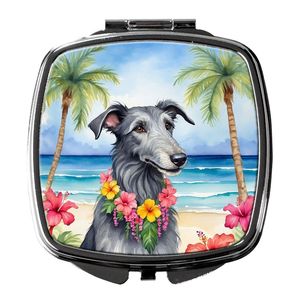 Scottish Deerhound Luau Compact <b>Travel</b> Makeup <b>Mirror</b> Portable Folding Handheld Design Gift for Women and Girls - Product Image 1