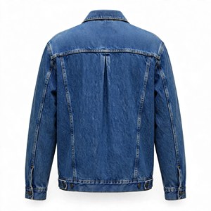 Blouson matelassé en jean bleu classique pour homme, coupe droite, col rabattu, devant uni, style décontracté, fermeture éclair simple, vêtement d'hiver - Product Image 2