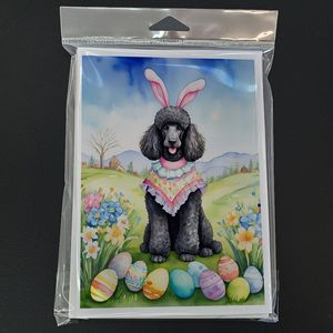 Whimsical A7 Size 5x7 Black Poodle <b>Easter</b> Egg Hunt Greeting <b>Cards</b> <b>Pack</b> of 8 Blank Note <b>Cards</b> with Envelopes - Product Image 3