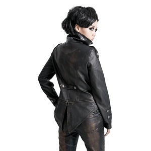 Chaqueta de cuero a la moda para mujer, chaquetas de cuero con botones tachonados al por mayor, abrigos largos de piel de oveja auténtica, chaquetas para mujer - Product Image 3