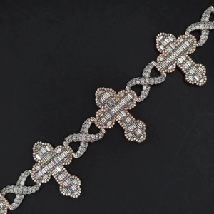 RB Gems Custom <b>Cross</b> VVS Diamond Cuban Link <b>Chain</b> Hip Hop Style Iced Baguette Diamond Bracelet Fine Men's Jewelry Silver Gold - Product Image 1