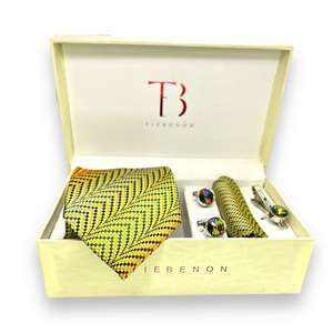 Conjunto de Corbata de Seda y Pañuelo de Bolsillo para Hombre |   Patrón Jacquard de Lujo |   Caja de Regalo Formal para Bodas y Negocios, Estilo Clásico |   Pañuelo de bolsillo para corbata - Product Image 3