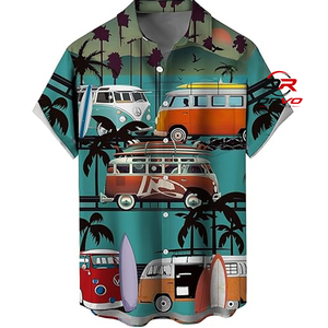 Chemise hawaïenne pour homme, tricotée, 100% polyester, 140g, manches courtes, col rabattu, imprimé perroquet, décontractée, pour l'été, la plage, ORVO Sports - Product Image 5
