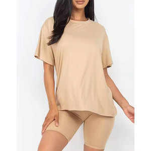 Ensemble T-shirt à manches courtes et col rond pour homme, coupe oversize, décontracté, respirant, 100 % coton tricoté, écologique, 320 g, finition lavée - Product Image 4
