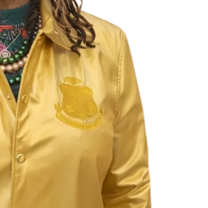 <b>Women</b> Golden Soror Vegan Leather Jacket Gold Faux Leather Zip Up <b>Coat</b> Long Sleeve Casual Sorority Fashion Streetwear Motorcycle - Product Image 4