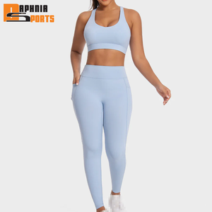 Conjuntos Deportivos de Yoga para Mujer con Logotipo Personalizado de Fábrica, Top Corto y Leggings con Efecto Push-Up para Pilates y Fitness - Product Image 2