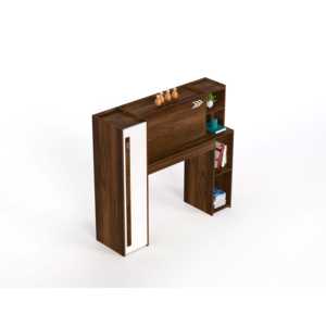 Mesa de estudio Walden de madera de arce marrón y blanca con estantería - Product Image 4