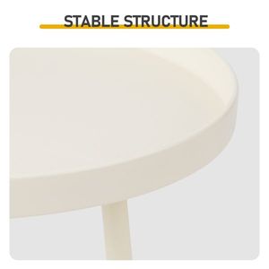 Tavolino da Patio Rotondo a 2 Livelli in Metallo Bianco Crema, Piccolo Tavolo Laterale per Interni ed Esterni, per Caffè o Uso Generale - Product Image 2