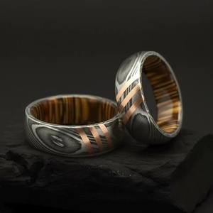 Valentines Customized Damascus Steel <b>Ring</b> Classic Christian Style Comfort Fit High Quality Unisex Gift Pakistan Import B2B - Product Image 1