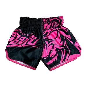 Shorts MMA GRACE COLLECTION pour femme, noir, polyester/nylon, teint en pièce, 220g, logo rose, taille élastique, coupe classique, vêtements d'arts martiaux - Product Image 2