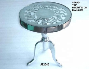 Cast Aluminium <b>Table</b> in <b>Mirror</b> Polish Alphabet Design and Glass Top Also Available in Rough Finish Home Furniture - Product Image 2